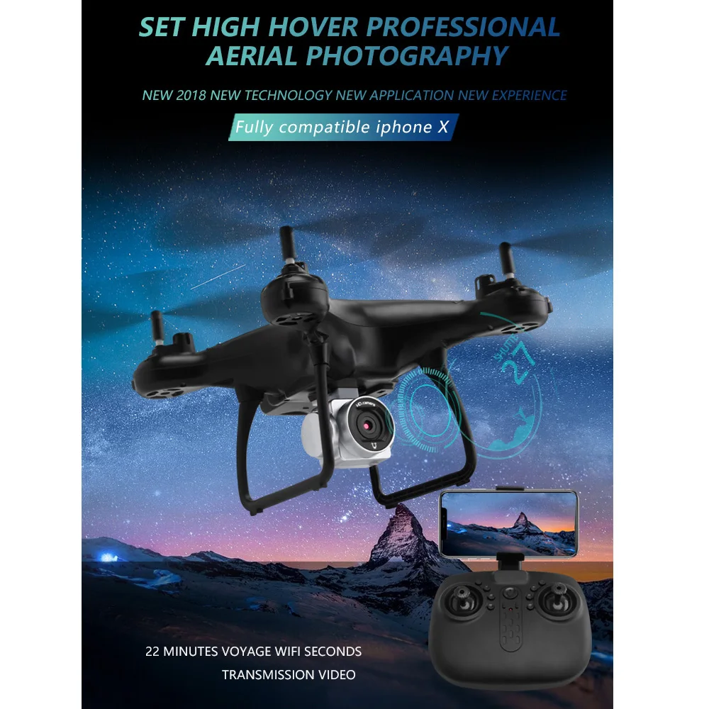69601 720P камера Wifi FPV Дрон Голосовое управление высота удержания 3D флип Безголовый RC Квадрокоптер
