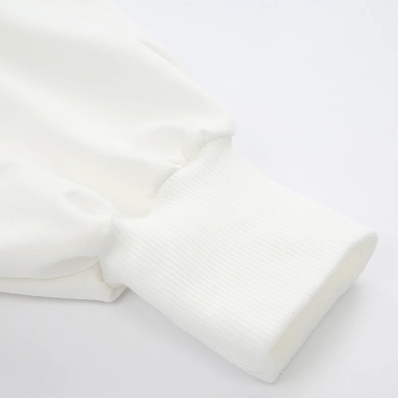 Darlingaga Повседневный хлопковый белый укороченный топ с капюшоном, с пышными рукавами, с графическим принтом, Harajuku, толстовки, женские зимние эстетические толстовки