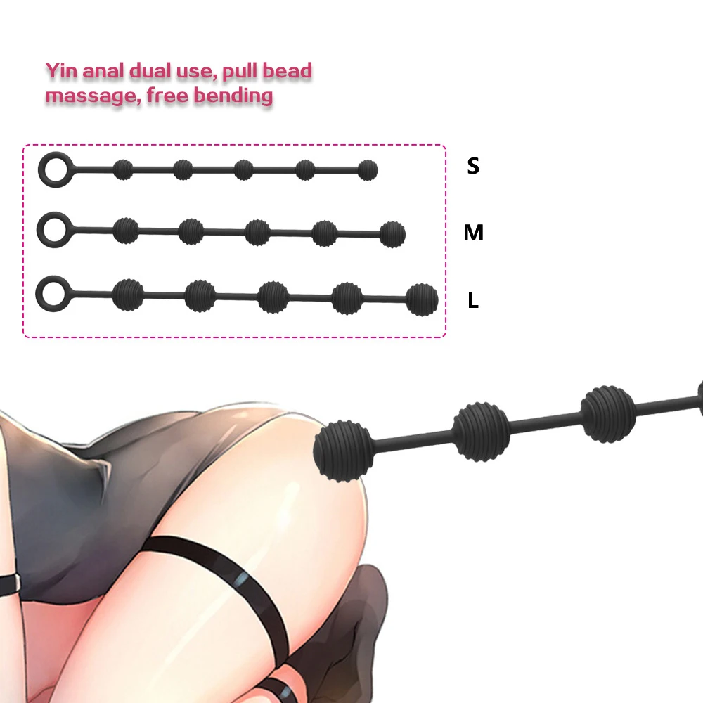 3 Size Silicone Anal Beads Thread Ball Anal Plug Stimulator Dildo Massager Anus Sex Toys For Men And Women No Vibrator Products
