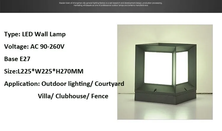 2 шт. квадратная колонна лампа E27 Базовый Настенный светильник водонепроницаемый Открытый Колонка фары Вилла балкон садовые огни