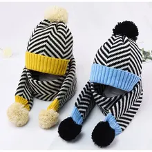2021 Winter Warm Cap Cartoon Animal Hat Scarf Child Cotton Inner Beanies Hat And Ring Scarves Kids Girl Boy Kids Hat Scarf set