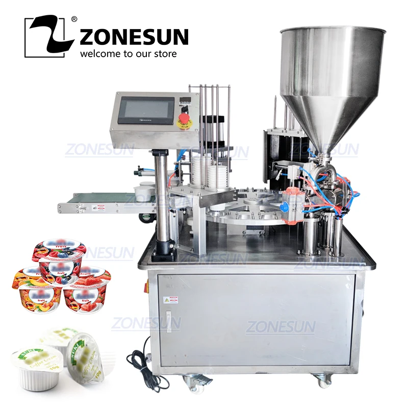ZONESUN Automatic Jelly Yogurt Ice Cream Juice Sugar Honey Rotary Cup Discal Filling Capping Sealing Machine | Инструменты
