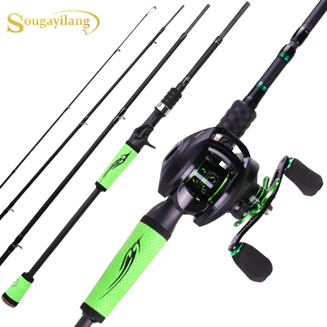 Sougayilang Speed Bass Fishing Rod Porable 4 Section High Carbon Fiber Pole  and 12+1BB 8.1:1 Baitcasting Reel for Travel Fishing - AliExpress