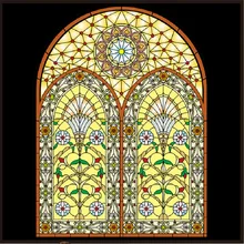 Window-Cover Frosted Custom Size Static Cling Films Symmetry Flower Pattern Church Water-Proof Bathroom Wardrobe 55cmx100cm