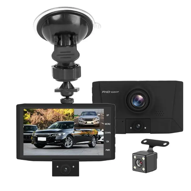 505 двойной объектив Автомобильный видеорегистратор Камера HD 1080P Dashcam рекордер с камерой заднего вида