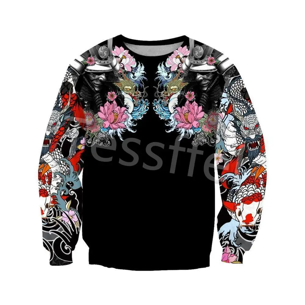 Tessffel Japan Samurai Tattoo 3D Printed New Men's Sweatshirt Harajuku Zipper Hoodie Casual Unisex Jacket Pullover Style-13