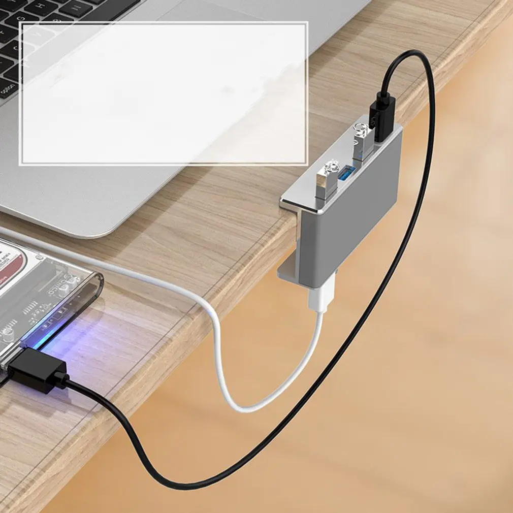 

Usb 3.0 Hub With Card Reader Aluminum Alloy Clip-type 4 Ports High Speed Splitter Hub For Desktop Laptop