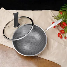 Напрямую от производителя продажи 304 из нержавеющей стали, для вок антипригарный горшок Бездымная сковорода интегрированная кухня Высший сорт Подарочный факт