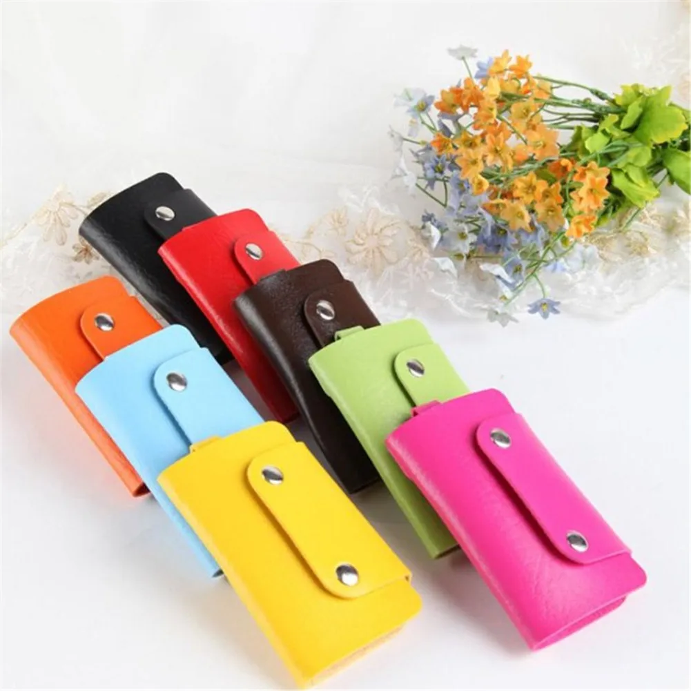 1 PC Portable Leather Housekeeper Holders Car Keychain Key Holder Bag Case Unisex Wallet Cover Simple Solid Color Storage Bag