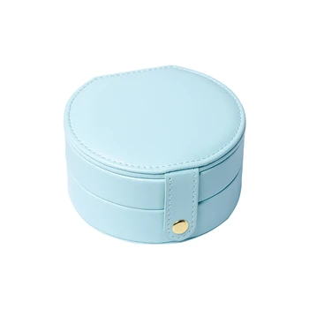 

2020 New Sample Korean Cute Button Leather Travel Portable Jewelry Box Holder Display Organizer Gifts Boxes Five Colors