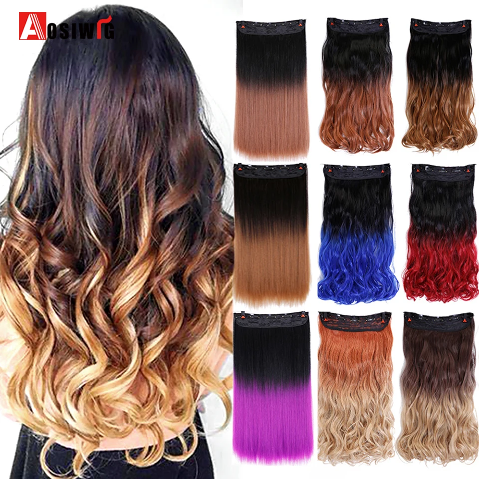 Aosiwig Straight Curly Heat Resistant Synthetic Fake Hair Pieces