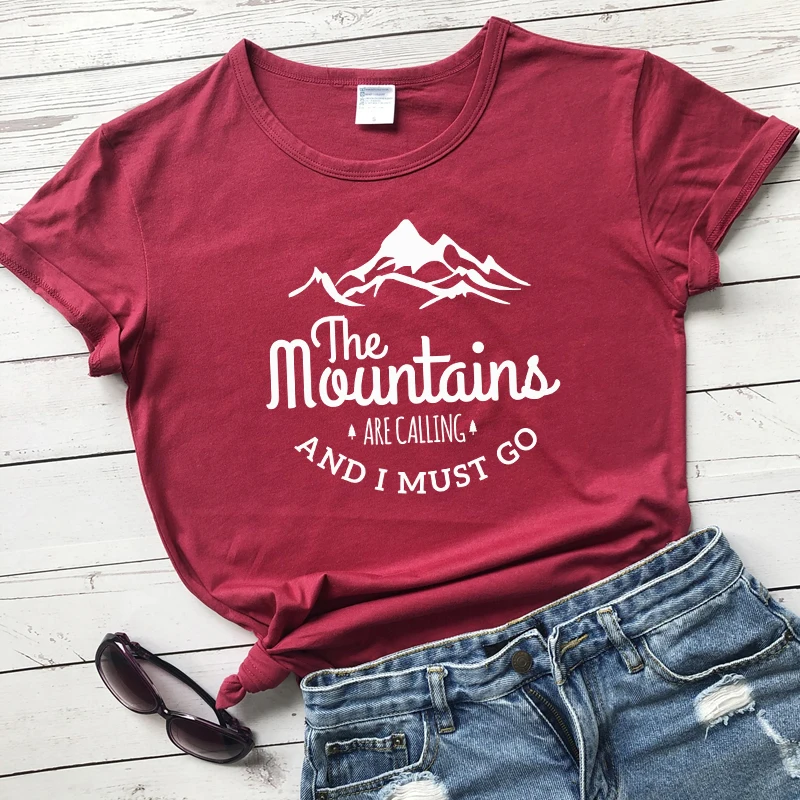 The Mountains Are Calling And I Must Go T-shirt Harajuku Unisex Short Sleeve Vacay Tshirt Fashion Women Graphic Adventure Tops summer shirt