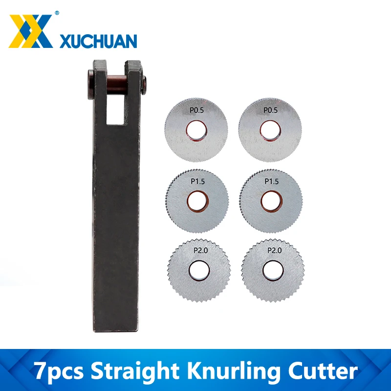 7pcs Straight Knurling Cutter Tool Straight Linear Knurling Wheel 0.5 1.5 2.0mm Single Wheel Knife Holder Cutter Set