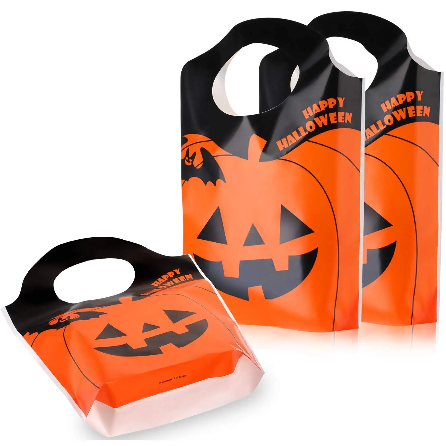 50 шт., сумки-тоут для Хэллоуина, Тыквенные мешки, сумки для трюков или угощения, вечерние сумки-тоут, подарочные сумки с ручками, вечерние сумки-сувениры