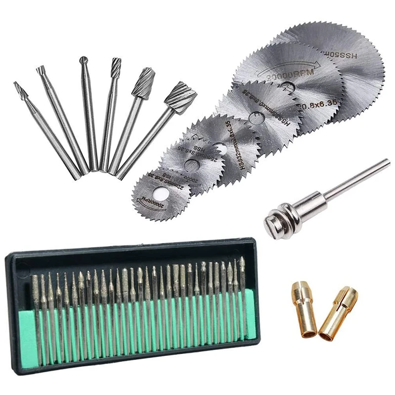 

45Pcs Diamond Engraving Accessories Set Routing Bit Circular Saw Blade Diamond Burr Bits for Dremel Attachment Retail