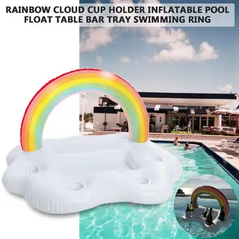 

Summer Beach Swimming Ring Rainbow Cloud Cup Holder Inflatable Pool Float Fashion Beach Pool Party Swimming Accessories