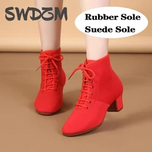 

SWDZM Women Latin Dance Shoes Women's Jazz Tango Dance Sneakers for girls ladies Suede sole Party Heeled dancing shoes 3/5cm