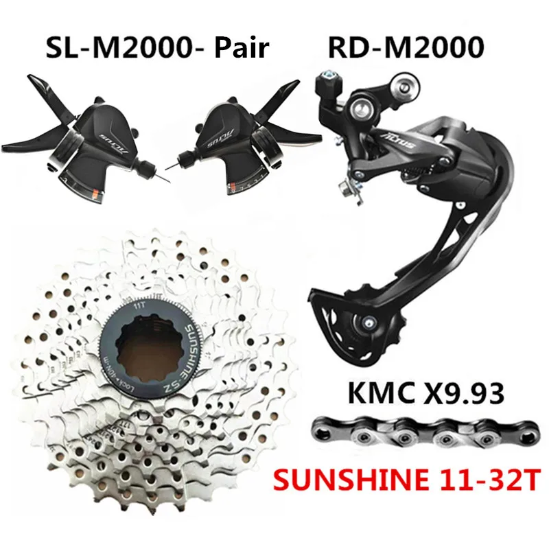 SHIMANO ALTUS M2000 относится к горному велосипеду 9/27 скорость RD-M2000, а затем циферблаты SUNSHINE 9S маховик KMC X9.93 9 Скорость Комплект - Цвет: Pair 32T Kit