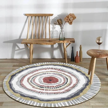 

Fashion Abstract Round Carpet Geometric Living Room Bedroom Bedside Dining Sofa Table Non-slip Rugs Chair Circle Mats tapetes