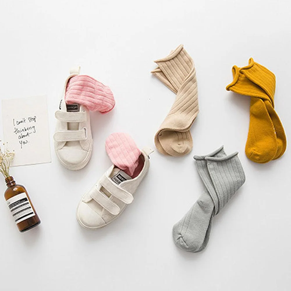 Однотонные детские гольфы детские хлопковые красивые теплые носки ярких цветов Детская одежда для мальчиков и девочек школьные гольфы