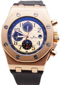 

Classic New Automatic Mechanical Steel Mens Watches Rose Gold Black Rubber Chronograph Lebron James Sports Gents Watches