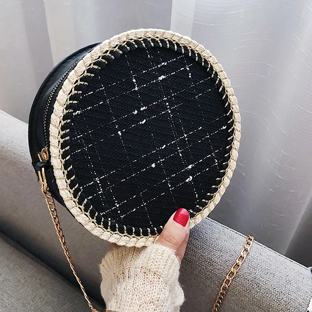 Aelicy Bolsos модные женские сумки-мессенджеры круглые Сумки На Плечо Дизайнерские Сумки через плечо твидовые сумки для женщин сумки с цепочками