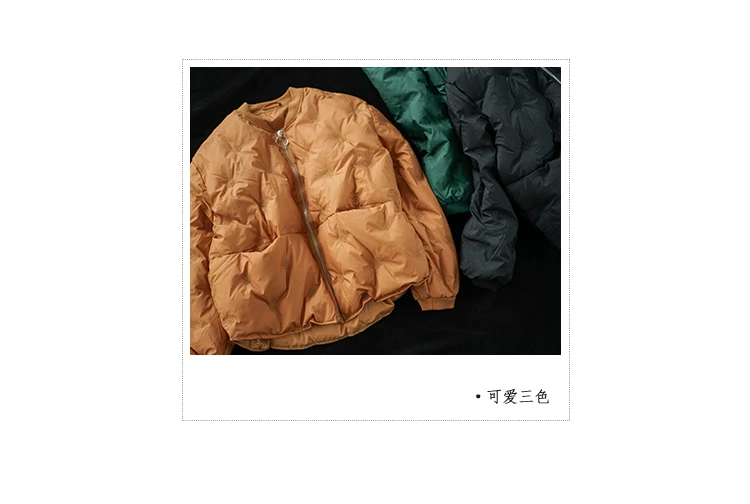 Qi Juan Draw Korean-style Literature And Art Loose-Fit Stand Collar Solid Color Short down Jacket Coat Women's 90 Cloth down Jac