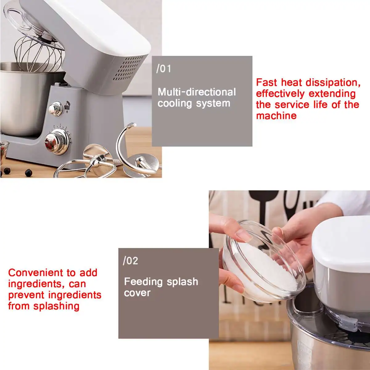600W 3.5L Stainless Steel Bowl Kitchen Food Stand Mixer 6-speed Cream Egg Whisk Blender Cake Dough Bread Maker Machine 220V