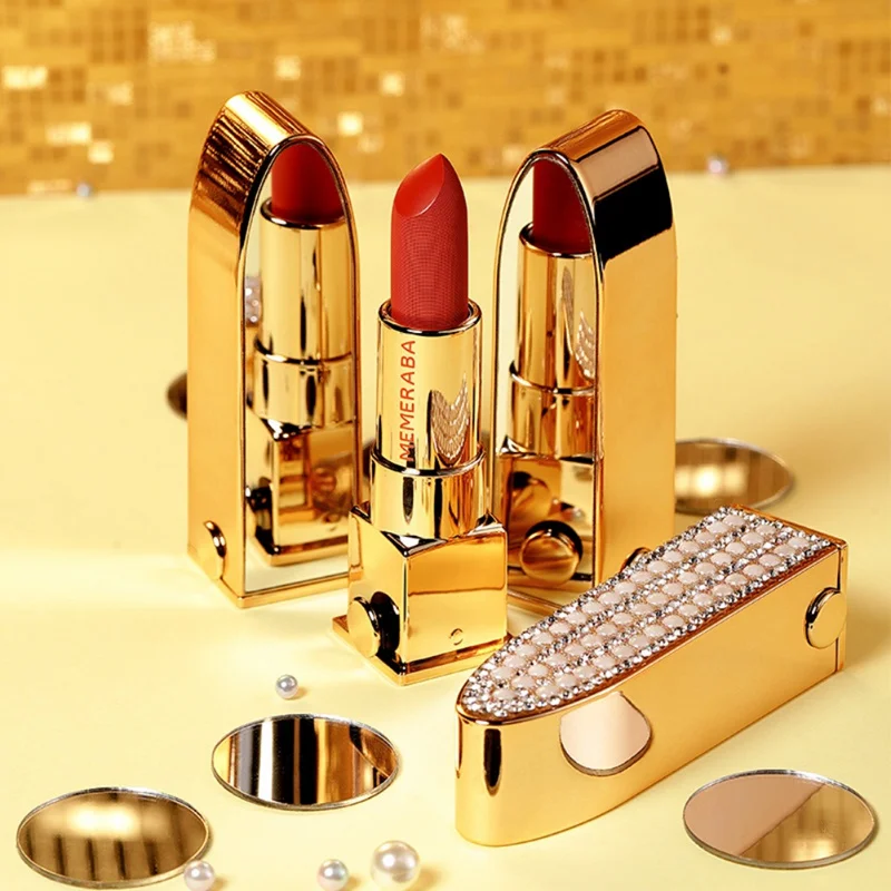 

Diamond Shiny Lipstick Long-lasting Waterproof Non-stick Cup Easy To Color Matte Lipstick With Mirror*