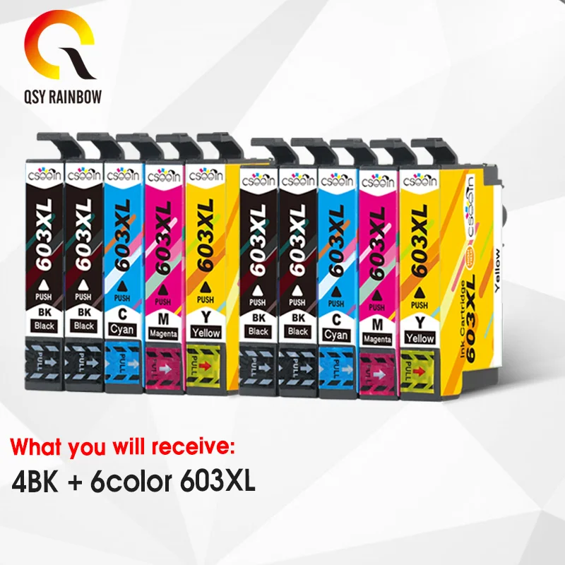 QSYRAINBOW Compatible T603XL 603XL Ink Cartridge for Epson XP-2100 XP-2105  XP-3100 XP-3105 XP-4100 XP-4105 WF-2810 WF-2830