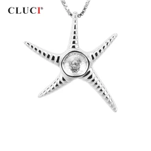 CLUCI Серебро 925 Подвески кулон для женщин ожерелье ювелирные изделия 925 Серебряный кулон с жемчугом крепление Милая подвеска Морская звезда