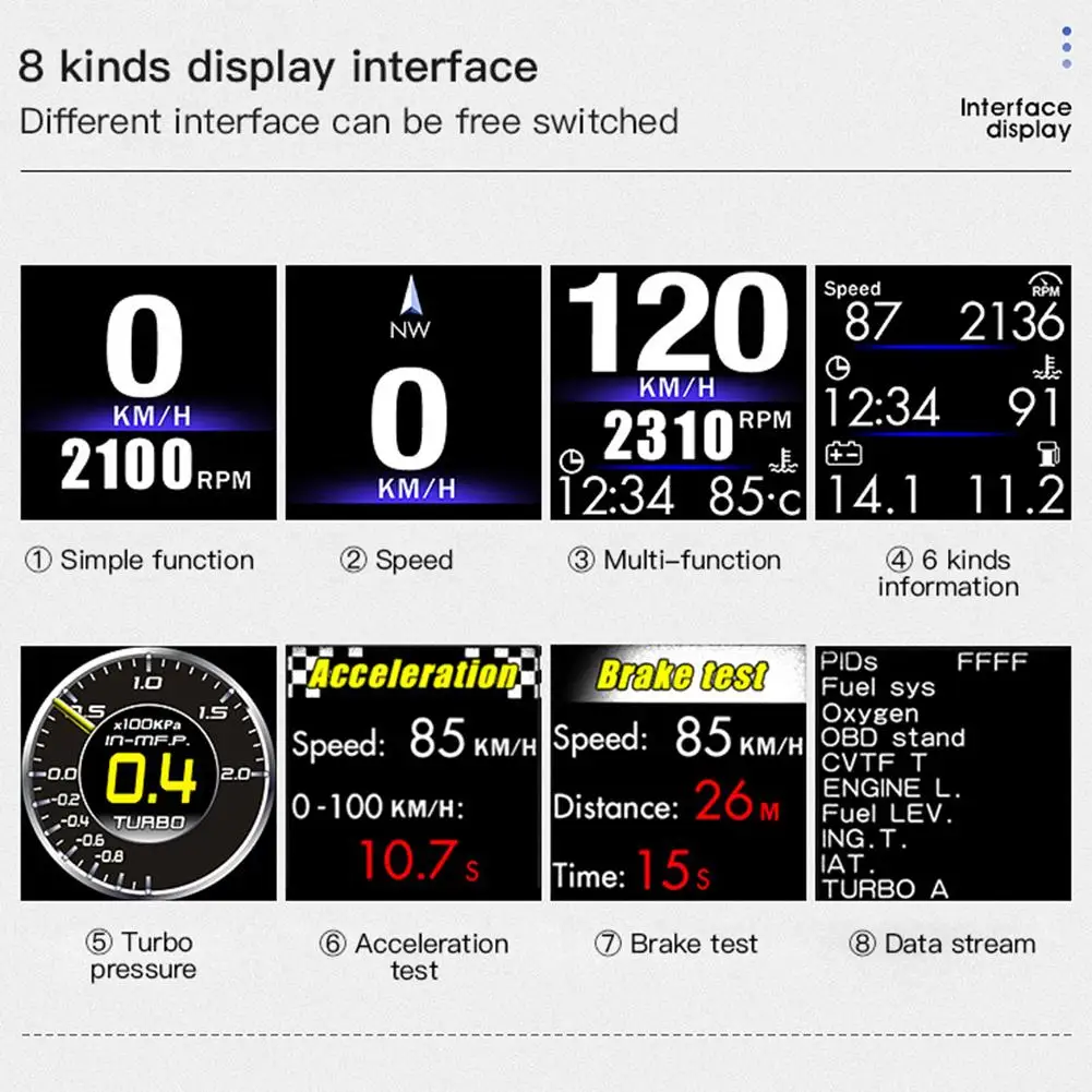  ڵ HUD  ÷, OBD2 , ǵ ׽Ʈ,  GPS ӵ, 극ũ ׽Ʈ,  ˶, TFT LED ÷