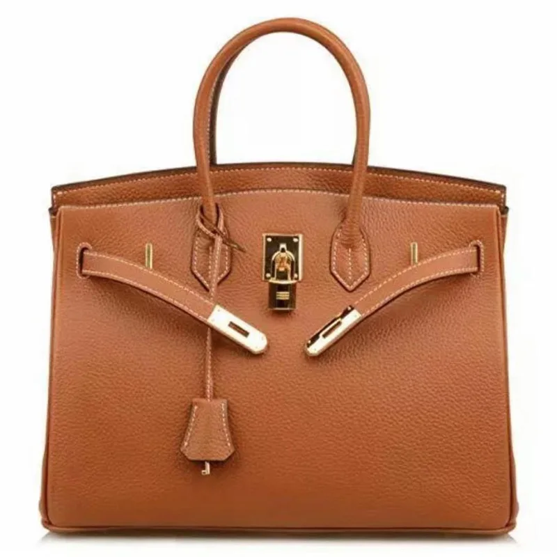 

Top Quality Genuine Leather Elegant Woman Handbag with Gold Lock 25cm 30cm 35cm also have other colors and silver Hardware