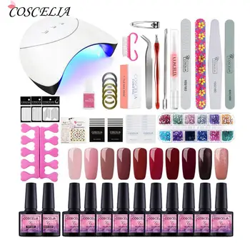 

COSCELIA Gel Nail Polish Set With UV Lamp Dryer Nail Gel Varnish Kit Soak Off Base Top Coat Electric Nail Drill Nail Art Tools