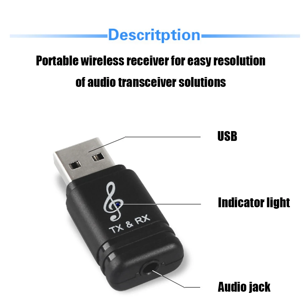 Универсальный USB Bluetooth передатчик приемник 2 в 1 Bluetooth 5,0 ключ 3,5 мм AUX для ТВ ПК беспроводной аудио Bluetooth адаптер