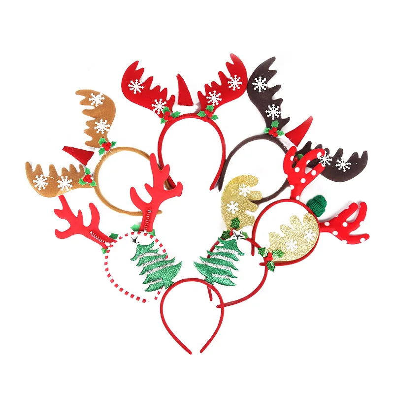Рождественская повязка на голову Рождественский северный олень дерево головной убор, резинка для волос украшения Детский Рождественский костюм вечерние новогодние подарки