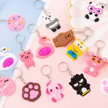 

2020 New Cute Keychain Silicone Keychains PVC Cartoon Keyring Creative Couple Key Bag Pendant Gift For Women Children Student