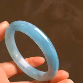 

H303 Aquamarine Bangle Fine Jewelry Perimeter 60mm 100% Natural Aquamarine Female's Bangles for Women's Fine Bangles