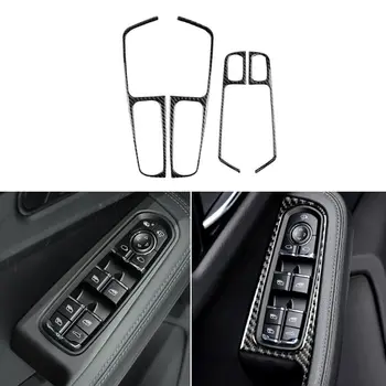 

For porsche macan accessories carbon fiber car interior decoration Window Lifter Switch Control Panel Stickers Armrest 4PCS
