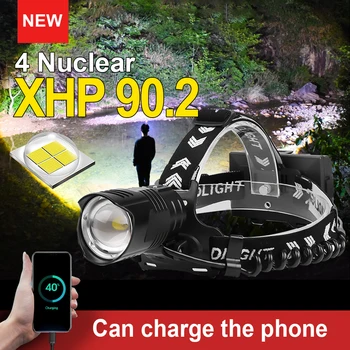 

XHP90.2 Led headlight High Power Lamp Zoomable USB Torches headlamp Flashlight 18650 USB Waterproof fishing Head flashlight