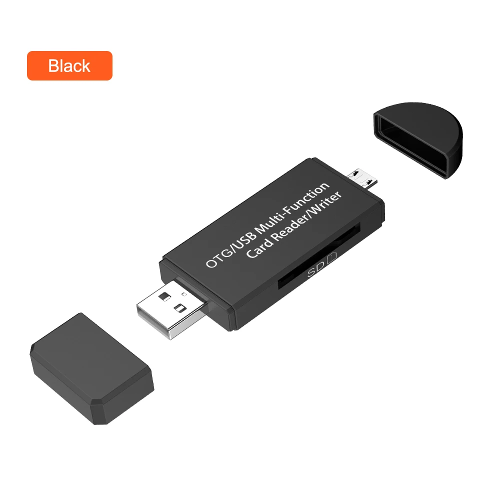 2в1 OTG Micro USB кабель SD TF кардридер мини адаптер для ноутбука кардридер Смарт-памяти MacBook высокоскоростной Универсальный USB 2,0 - Цвет: Черный