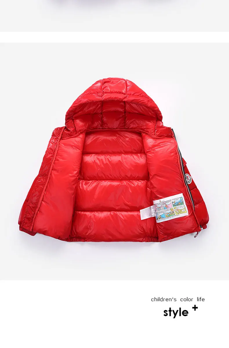 Children Coat Baby Girls Winter Coats Long Sleeve Girl's Warm Jacket Winter Outerwear White Duck Down Bright Color 2-8 Year