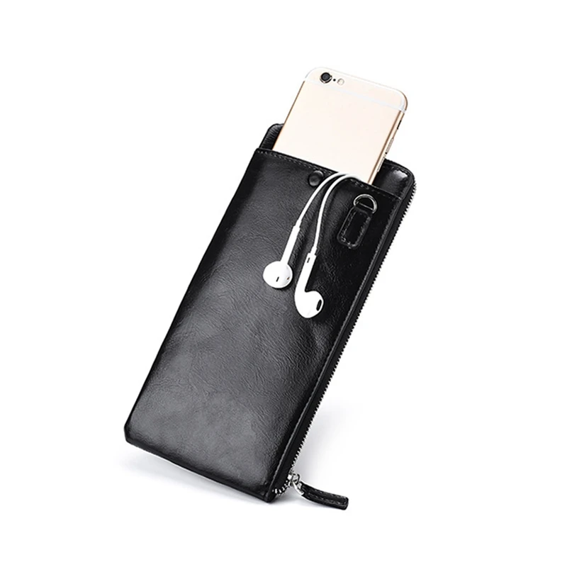 

DEABOLAR Men Wallets Classic Long Style Card Holder Quality Zipper Large Capacity Big for Cell Phone Wallet
