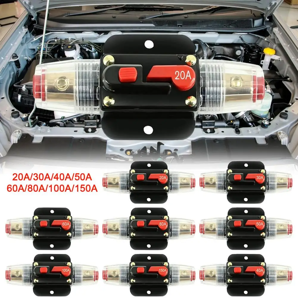 

Car Stereo Audio Solar Power Circuit Breaker Reset Fuse Inverter 20A 30A 40A 50A 60A 80A 100A 150A Car Audio Fuse Holder