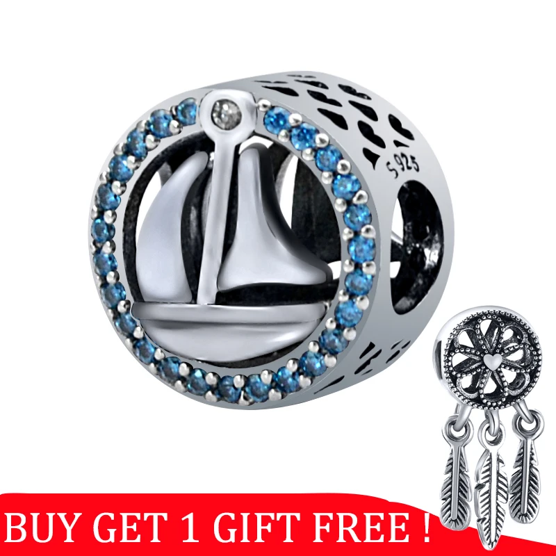 2020 новый 925 серебряный браслет с подвесками в форме сердца парусника Подходит для