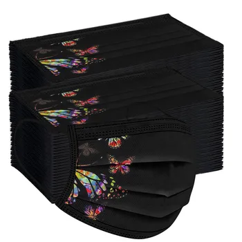 

100pcs Adult Butterfly Printed Disposable Facemasks Three Layer Breathable Face Mask Outdoor Windproof Masks Mascarillas Masque