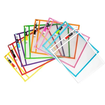 

10 Pcs Transparent Foldable Wipable Pouch Portable Rewritable Reused Writing For Kids Odorless Dry Brush Bag Non Toxic Drawing