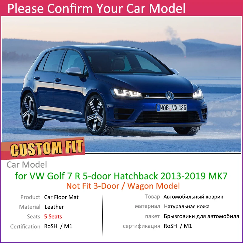 Пользовательские автомобильные кожаные Коврики для Volkswagen VW Golf 7 R Hatch MK7 2013~ 5 мест, коврик для ног, аксессуары для ковров