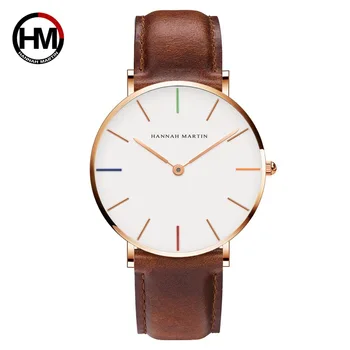 

Japanese-Style Movement 40 Mm New Style Men's WOMEN'S Waterproof Watch Brown Leather Belt Casual Stylish Quartz Watch