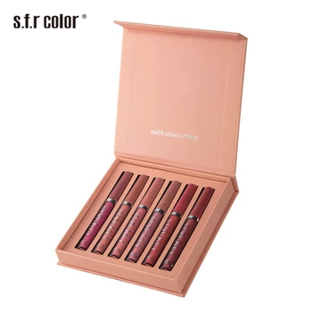 

Lips Set 6 Pcs/set Lip Gloss Suit Waterproof Nutritious Velvet Lip Stick Red Tint Nude Batom Women Beauty Lips Makeup Set